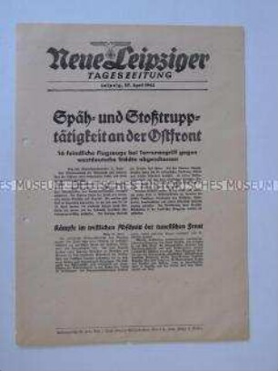 Extrablatt der "Neuen Leipziger Tageszeitung" u.a. über den britischen Luftangriff auf Städte in Westdeutschland