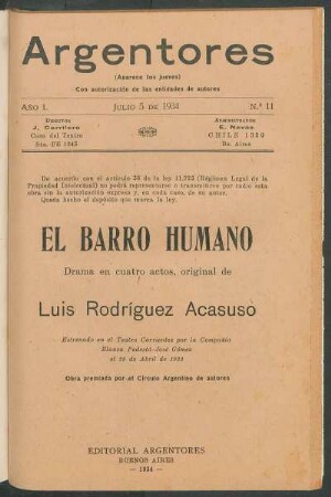 1934001100: El barro humano : drama en cuatro actos
