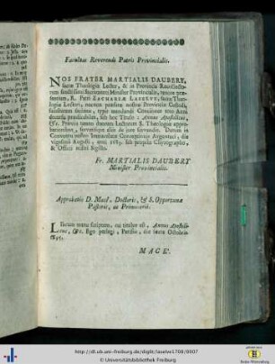 Facultas Reverendi Patris Provincialis