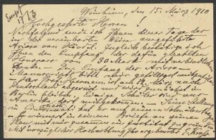 Brief an B. Schott's Söhne : 15.03.1910