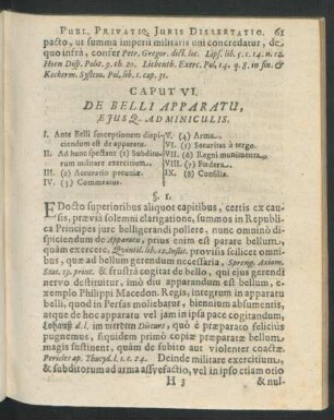 Caput VI. De Belli Apparatu, Eiusque Adminiculis.