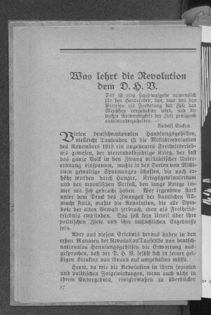 Was lehrt die Revolution dem D.H.V.