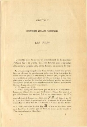 Chapitre V - Cinquièmes annales principales - Les Ts'in