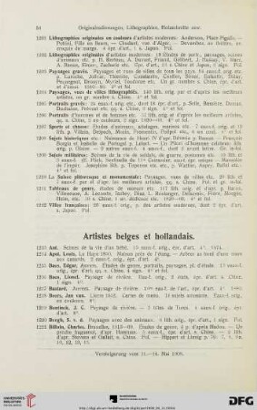 Artistes belges et hollandais (Nr. 1213-1305)