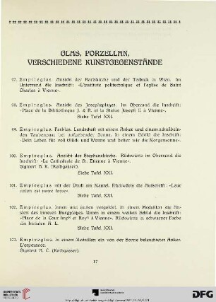 Glas, Porzellan, vershiedene Kunstgegenstände (Nr. 97-139)