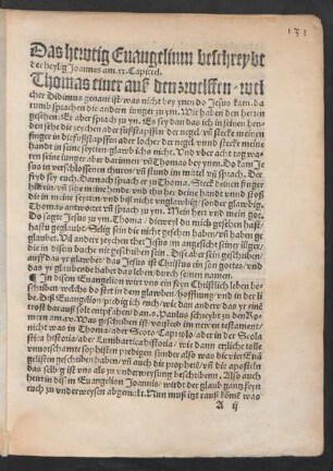 Das hewtig Evangelium beschreybt der heylig Joannes am xx. Capittel.