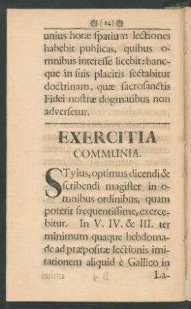 Exercitia Communia.