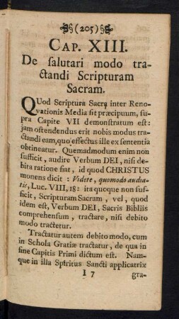 Cap. XIII. De salutari modo tractandi Scripturam Sacram
