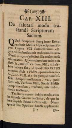 Cap. XIII. De salutari modo tractandi Scripturam Sacram