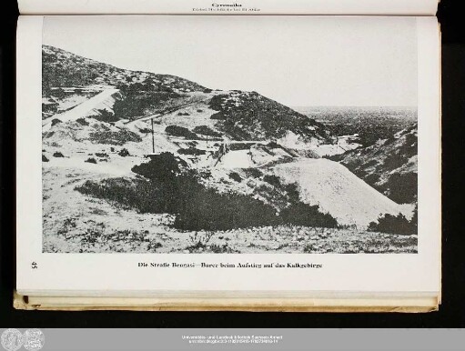Die Straße Bengasi – Barce beim Aufstieg auf das Kalkgebirge