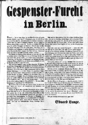 Gespenster-Furcht in Berlin. (Sammlung Friedlaender)
