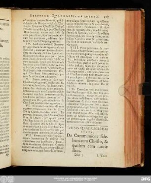 Thesis Quadragesima Sexta, De Communione fidelium cum Christo, & quidem cum morte illius.