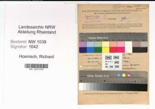Entnazifizierung Richard Hoenisch , geb. 16.12.1907 (Beamter)