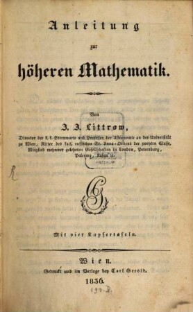 Anleitung zur höheren Mathematik