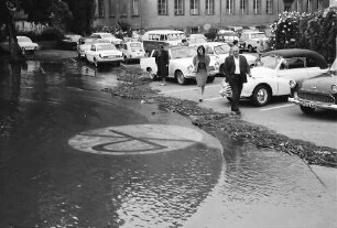 Lindau: Überschwemmter Parkplatz am Stadttheater