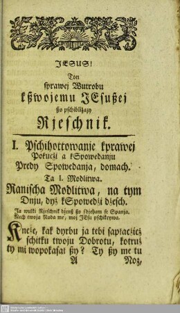 Ton sprawej Wutrobu kßwojemu Jesußej ßo pschibliźazy Rieschnik