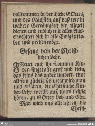 Gesang von der Christlichen Lehr