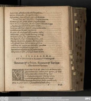 I. Programma Studiosis in Acadamia Witebergensi Bonarum & Artium, Bonarum & Bartium Dico Salutem Plurimam