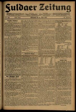 Erste Ausgabe vom Mittwoch, den 11. Juni 1913.