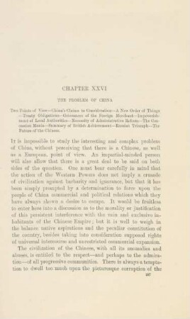 Chapter XXVI. The problem of China