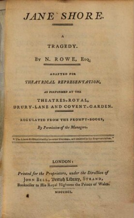 The tragedy of Jane Shore