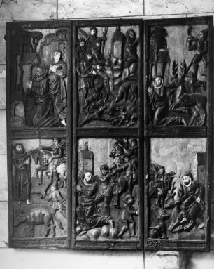 Relieftafel mit Szenen aus der Legende des Heiligen Edern (Edentius)