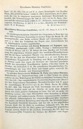 53-55 [Rezension] Miscellanea historiae pontificiae, Vol. II-IV
