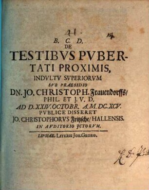 De Testibvs Pvbertati Proximis