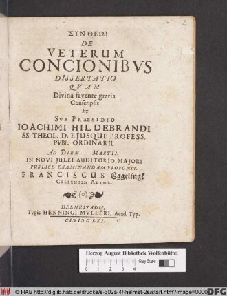 De Veterum Concionibus Dissertatio