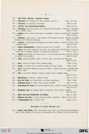 Arbeiten in Gold, Bronze etc. (Nr. 729-803)