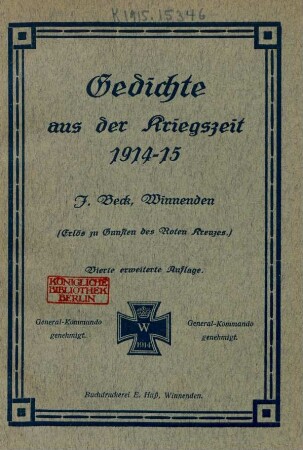 Gedichte aus der Kriegszeit 1914/15