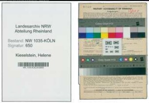 Entnazifizierung Helene Kieselstein , geb. 23.02.1922 (Kaufmaennische Angestellte)
