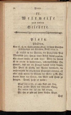 IV. Weltweise und andre Gelehrte.