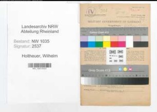 Entnazifizierung Wilhelm Holtheuer , geb. 27.12.1902 (Elektromeister)