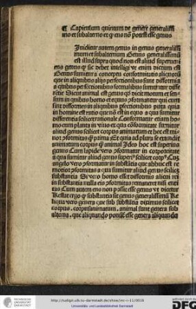 Capitulum quintum de genere generalissimo et subalterno et quod ens non potest esse genus.