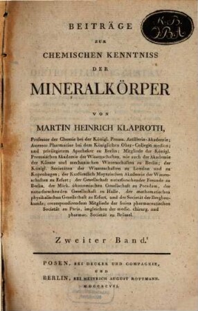Beiträge Zur Chemischen Kenntniss Der Mineralkörper. 2