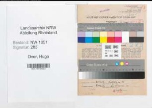 Entnazifizierung Hugo Over , geb. 09.09.1896 (Bankleiter)