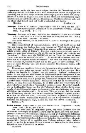478, Rudolf Schultze. Experimente aus der Seelenlehre. 1913