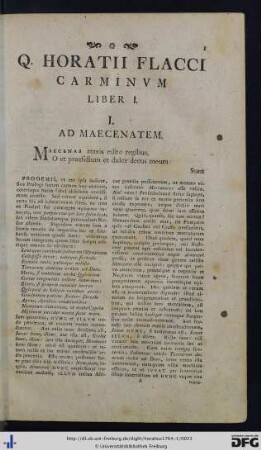 Carminum Liber I.