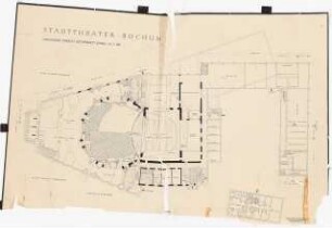 Schauspielhaus, Bochum: Grundriss Parkett, Hochparkett, Rang 1:100