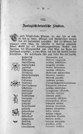 VIII. Zoologisch-botanische Studien.