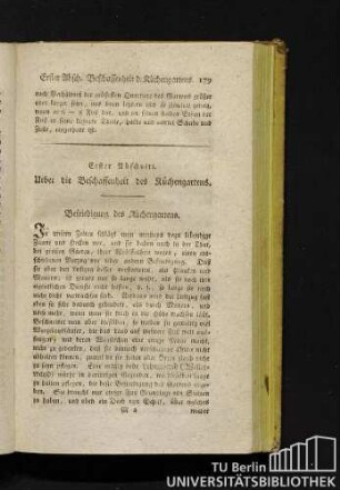Erster Abschnitt. Über die Beschaffenheit des Küchengartens.
