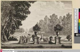 [Garten mit Wasseranlage und einer bootsfahrenden Gesellschaft]
