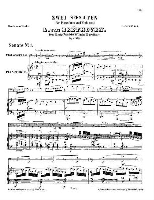 Beethoven's Werke, 105 = Serie 13: Für Pianoforte und Violoncell. Sonate : op. 5,1