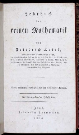 Lehrbuch der reinen Mathematik : Mit 180 eingedruckten Holzschnitten