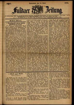 Ausgabe vom Samstag, den 18. April 1885.