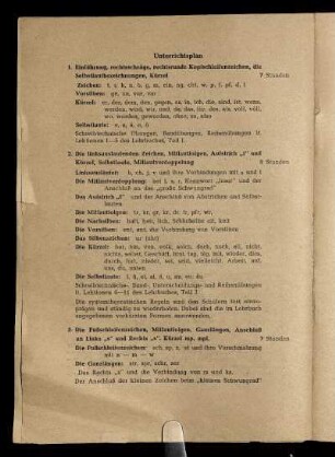 Unterrichtsplan