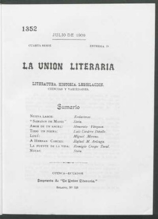 Entrega 1, Julio de 1909