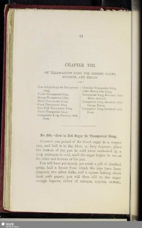 Chapter VIII. On transparent icing for dessert cakes, bonbons, and fruits