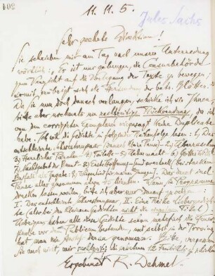 Brief an Jules Sachs Konzertdirektion